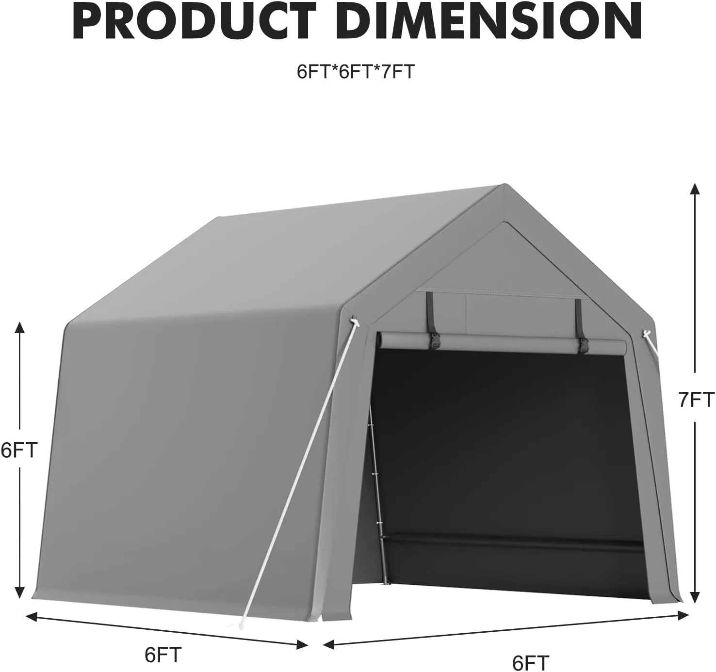 6 x 6 ft Carport Storage Shed, Shelter Logic with 2 Roll-up Zipper Door, Heavy Duty Waterproof Tarp, Storage Tent for Motorcycle, Bike, Garden Tools, Firewood