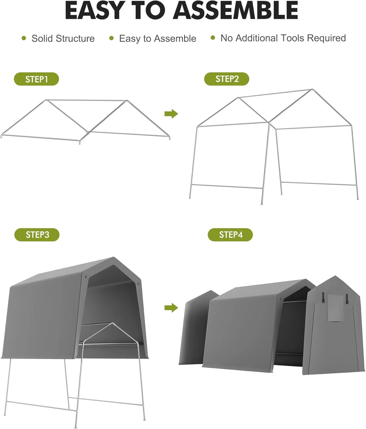 6 x 6 ft Carport Storage Shed, Shelter Logic with 2 Roll-up Zipper Door, Heavy Duty Waterproof Tarp, Storage Tent for Motorcycle, Bike, Garden Tools, Firewood