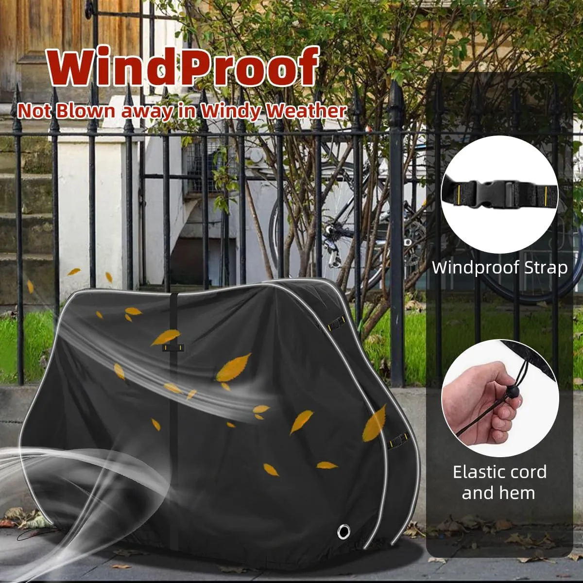 600D Bike Cover for Transport 3-4 Bikes, Heavy Duty Waterproof & Windproof Bike Covers Outdoor Storage with Reflective Strips, Bicycle Cover with Lock Holes