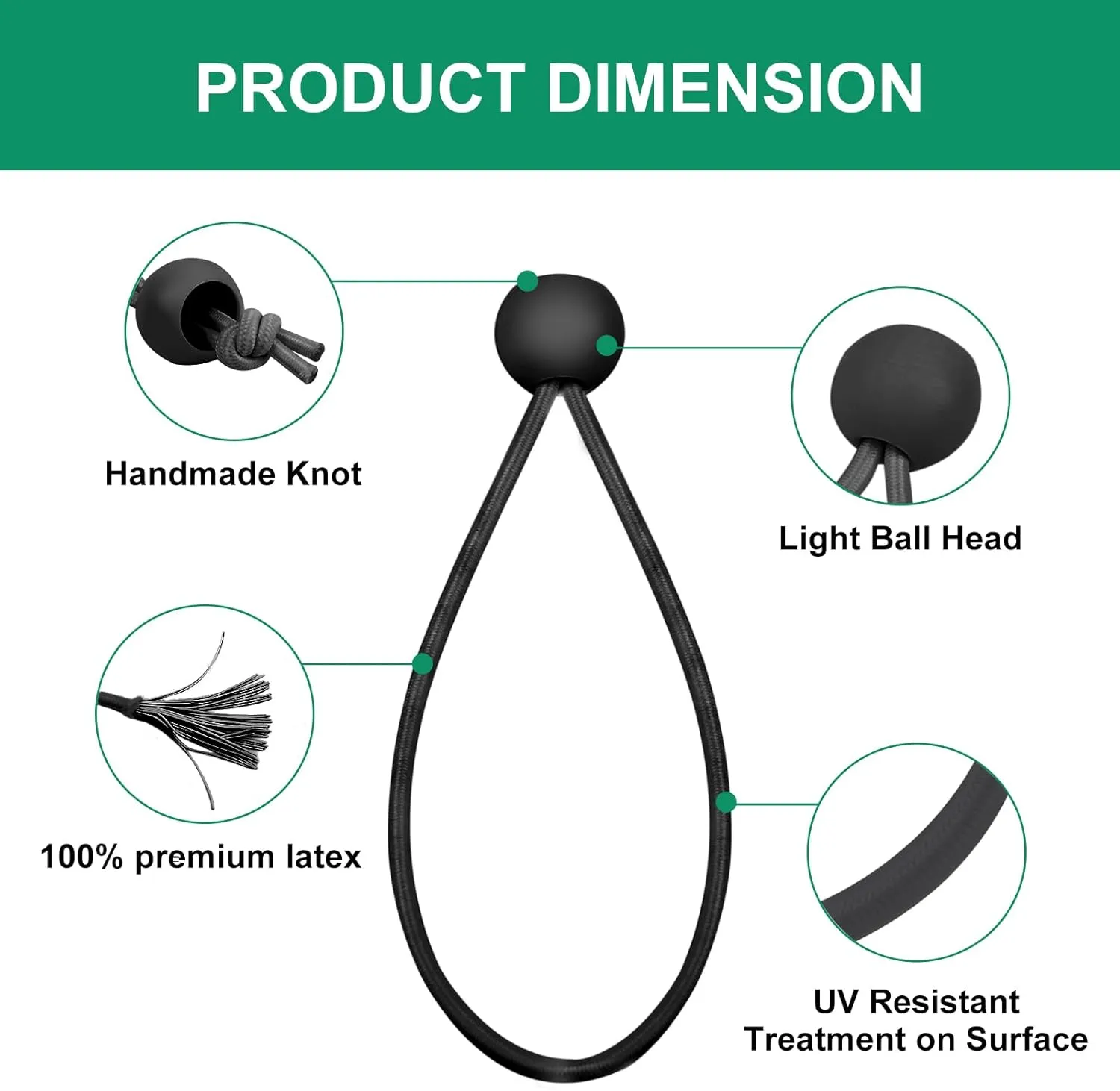 60PCS 12inch Ball Bungee Cords, Heavy Duty Outdoor Bungee Cord with Balls, Tarp Tie Down Bungee Balls for Shelter, Camping, Cargo,Tent Poles UV Resistant