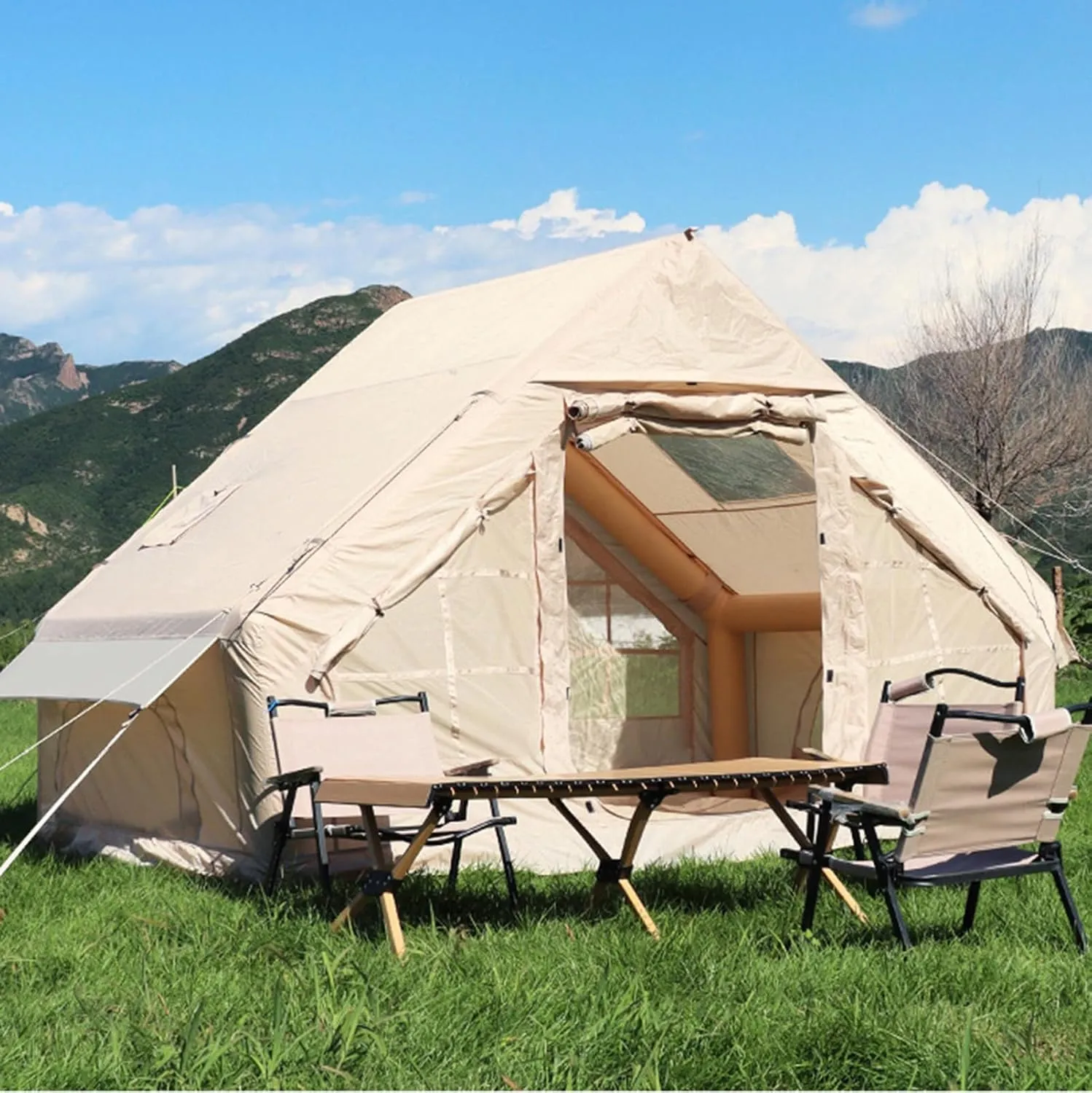6.4㎡ Inflatable Camping Tent for 3-4 People, Luxury Outdoor Tent for Family Glamping, Outdoor Party, Easy Setup, Waterproof Outdoor Inflatable Tent