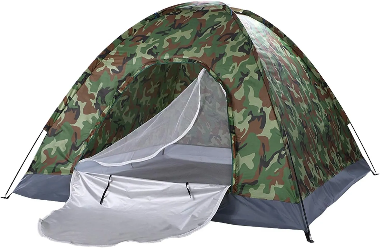 6.56 x 6.56 x 4.43'/200 x 200 x 135cm(L x W x H) 3-4 Person Camping Dome Tent Camouflage (Camouflage)