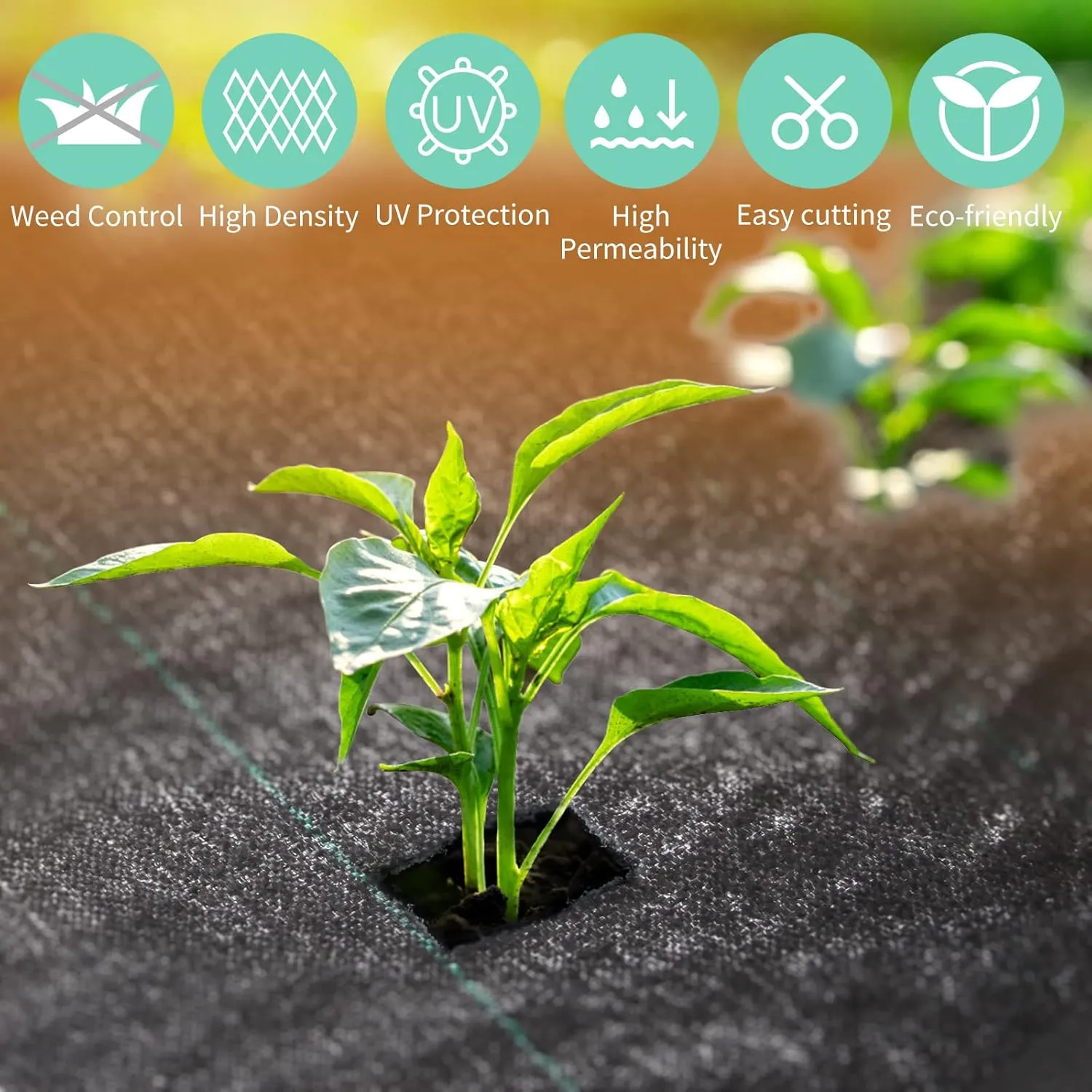 6ft x 100ft Landscape Fabric Weed Barrier Fabric Heavy Duty,3.2OZ Weed Block Fabric, Garden Liner Ground Cover Weed Control Fabric,Weed Tarp for Garden