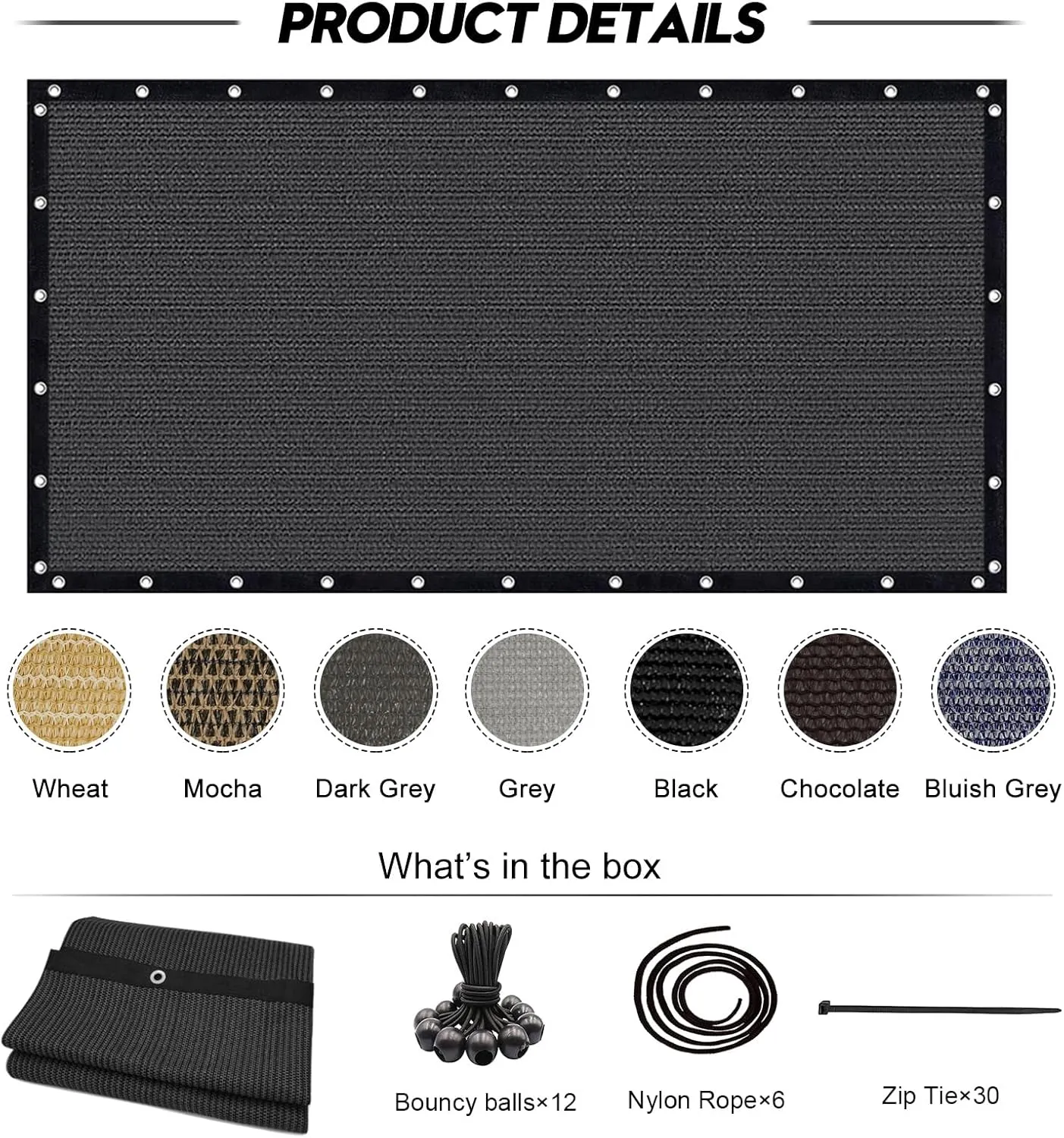 6'X 10' 90% Sun Shade Cloth Outdoor Patio Dark Grey Pergola Shades Cover Privacy Screen UV Block Porch Screens Canopy for Patio Outside Outdoor