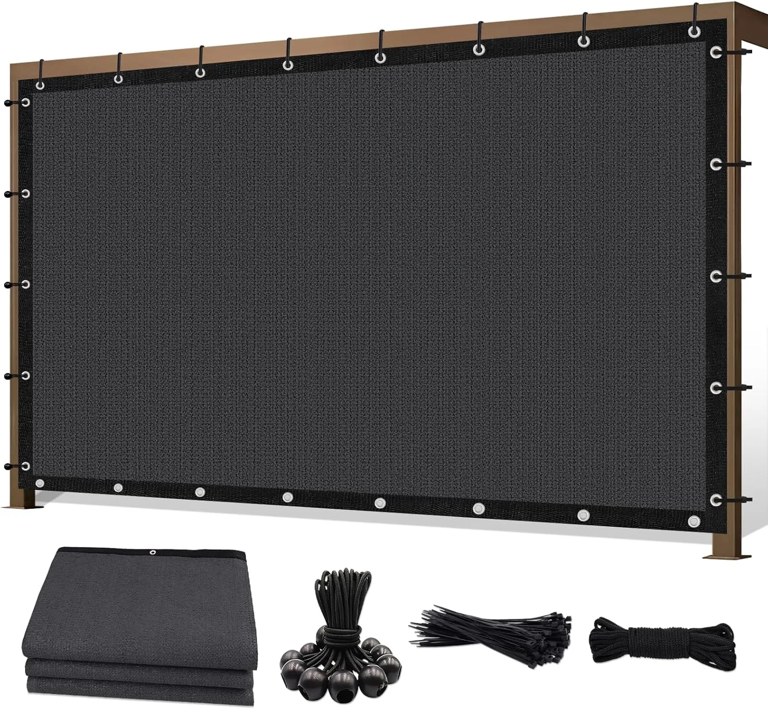 6'X 10' 90% Sun Shade Cloth Outdoor Patio Dark Grey Pergola Shades Cover Privacy Screen UV Block Porch Screens Canopy for Patio Outside Outdoor