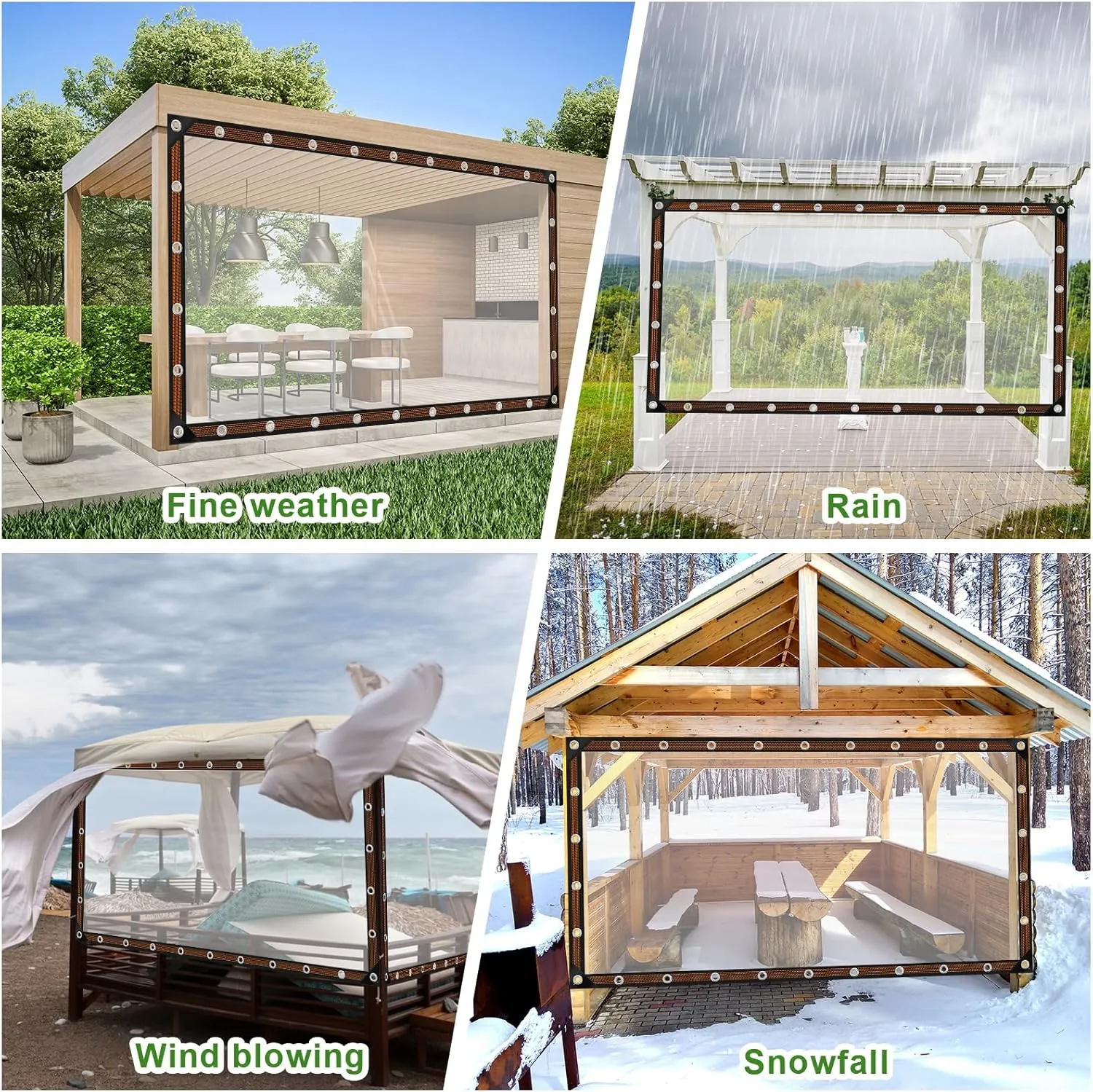 6x8ft Clear Waterproof Tarps Heavy Duty Transparent Tarpaulins Clear Vinyl Tarps with Grommet, Outdoor Transparent Cover for Greenhouse, Patio, Porches, Tent, Chicken Coop