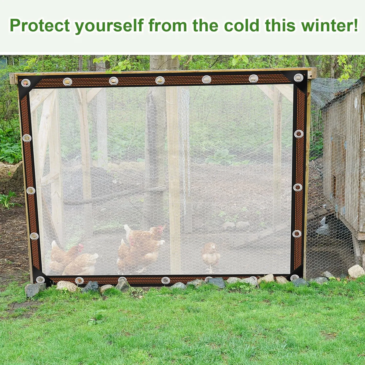 6x8ft Clear Waterproof Tarps Heavy Duty Transparent Tarpaulins Clear Vinyl Tarps with Grommet, Outdoor Transparent Cover for Greenhouse, Patio, Porches, Tent, Chicken Coop