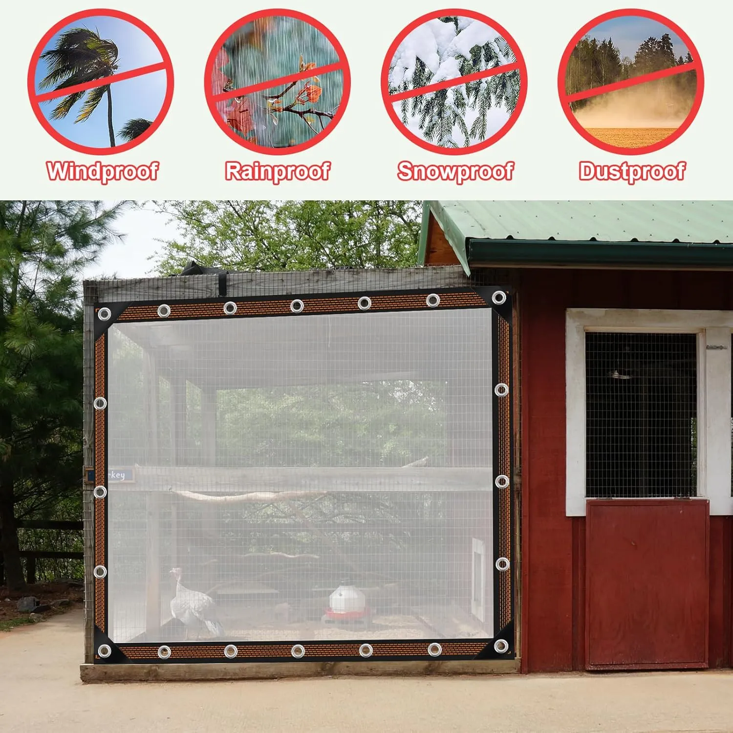 6x8ft Clear Waterproof Tarps Heavy Duty Transparent Tarpaulins Clear Vinyl Tarps with Grommet, Outdoor Transparent Cover for Greenhouse, Patio, Porches, Tent, Chicken Coop