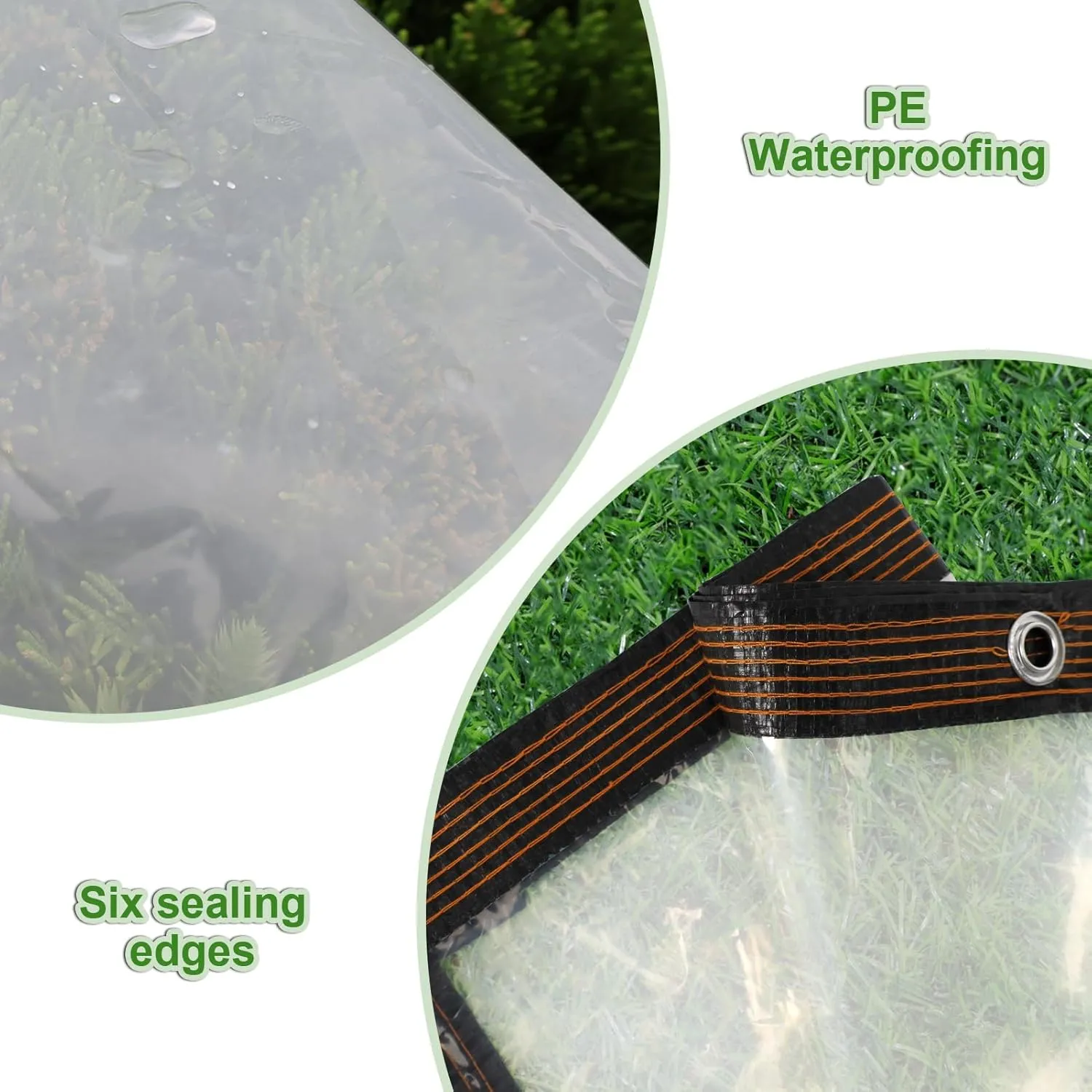 6x8ft Clear Waterproof Tarps Heavy Duty Transparent Tarpaulins Clear Vinyl Tarps with Grommet, Outdoor Transparent Cover for Greenhouse, Patio, Porches, Tent, Chicken Coop