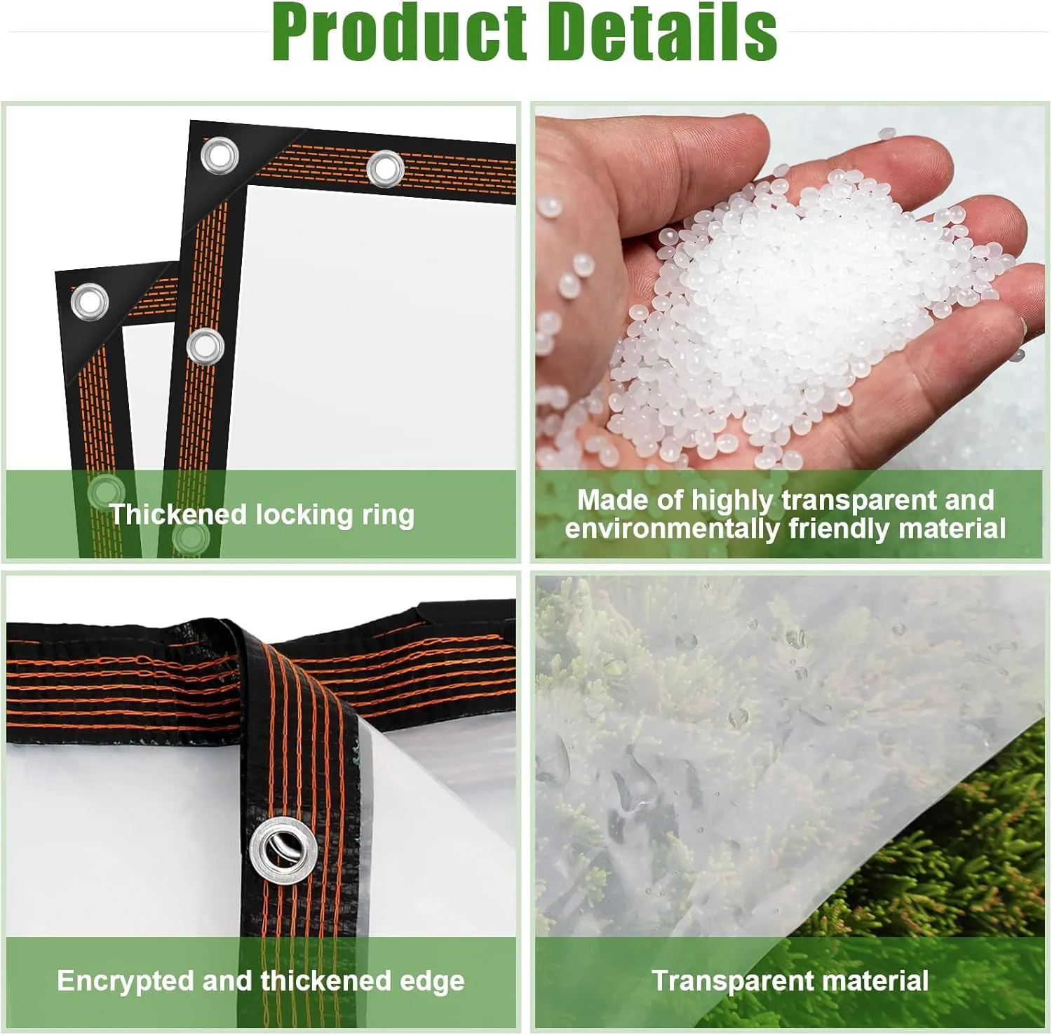 6x8ft Clear Waterproof Tarps Heavy Duty Transparent Tarpaulins Clear Vinyl Tarps with Grommet, Outdoor Transparent Cover for Greenhouse, Patio, Porches, Tent, Chicken Coop