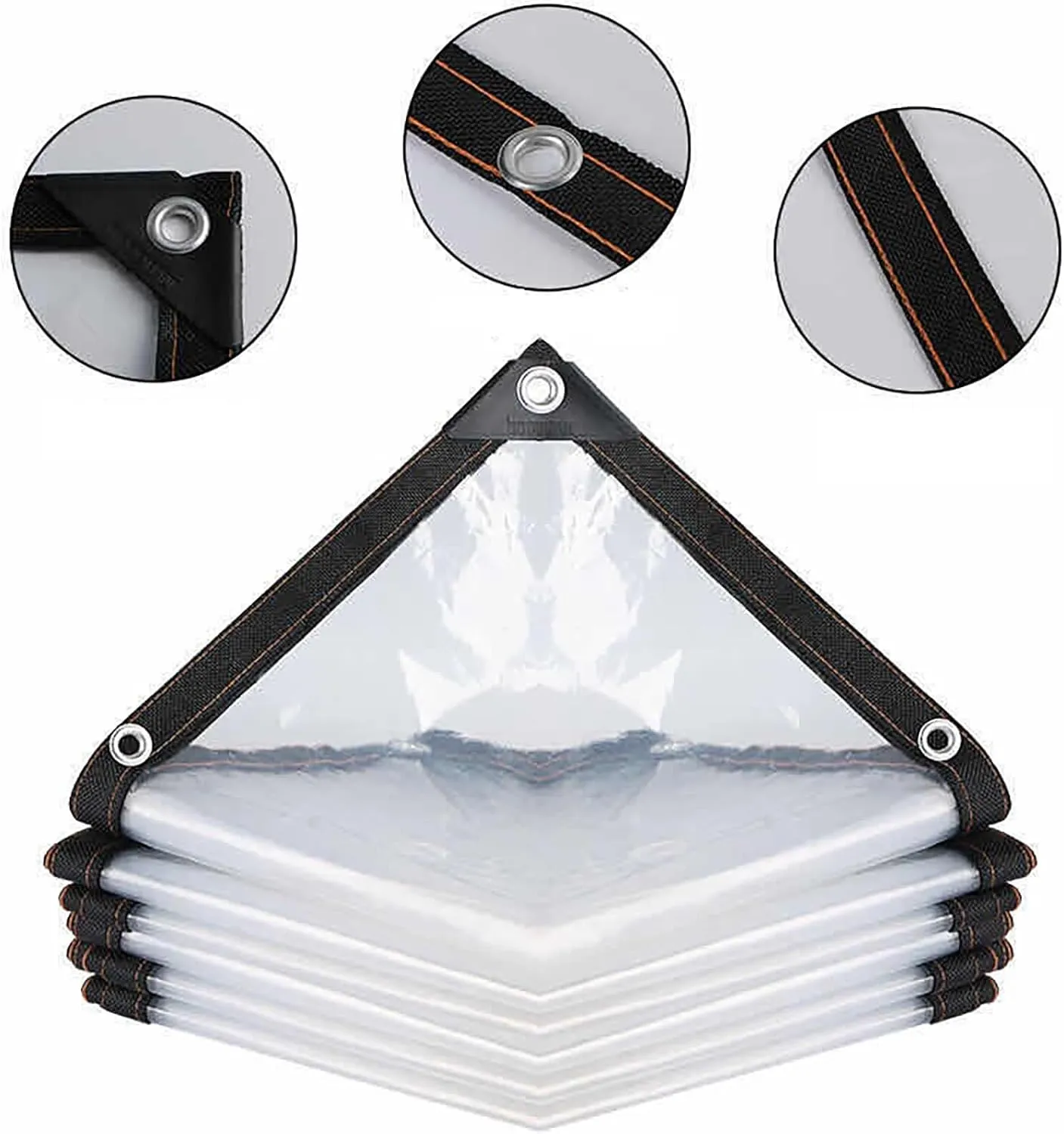 7 * 10FT 7 * 13FT 7 * 20FT Cover Tarpaulin,Dustproof Rainproof Windproof,Clear Waterproof Cover,Transparent Tarpaulin Large,Clear Plastic Tarp(7x10 ft(2x3m))
