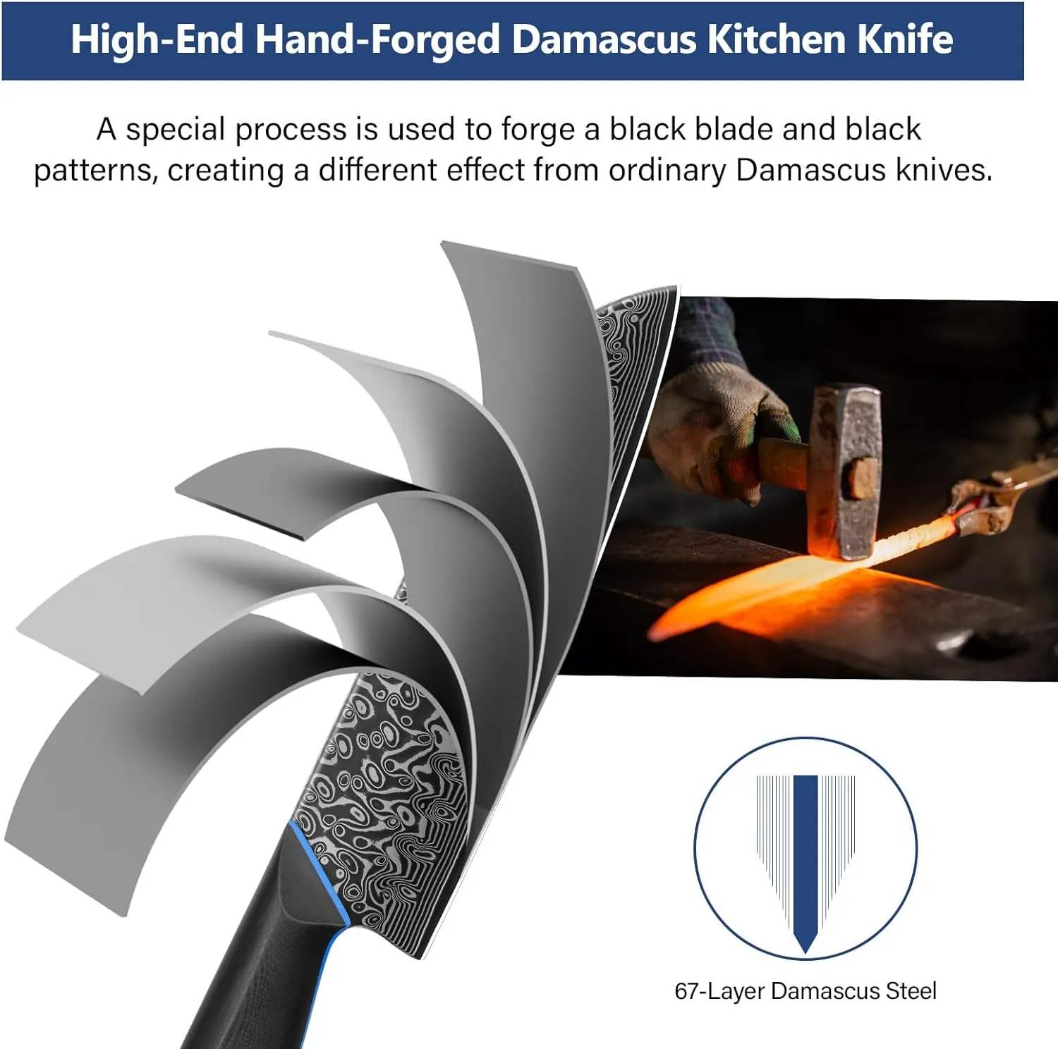 7-Inch Kitchen Knife, 67-Layer Japanese Damascus Steel Chef's Santoku With G10 Handle - Professional Cooking Tool for Home and Kitchen