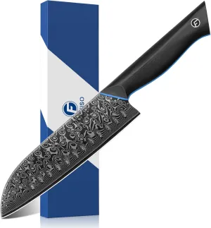 7-Inch Kitchen Knife, 67-Layer Japanese Damascus Steel Chef's Santoku With G10 Handle - Professional Cooking Tool for Home and Kitchen