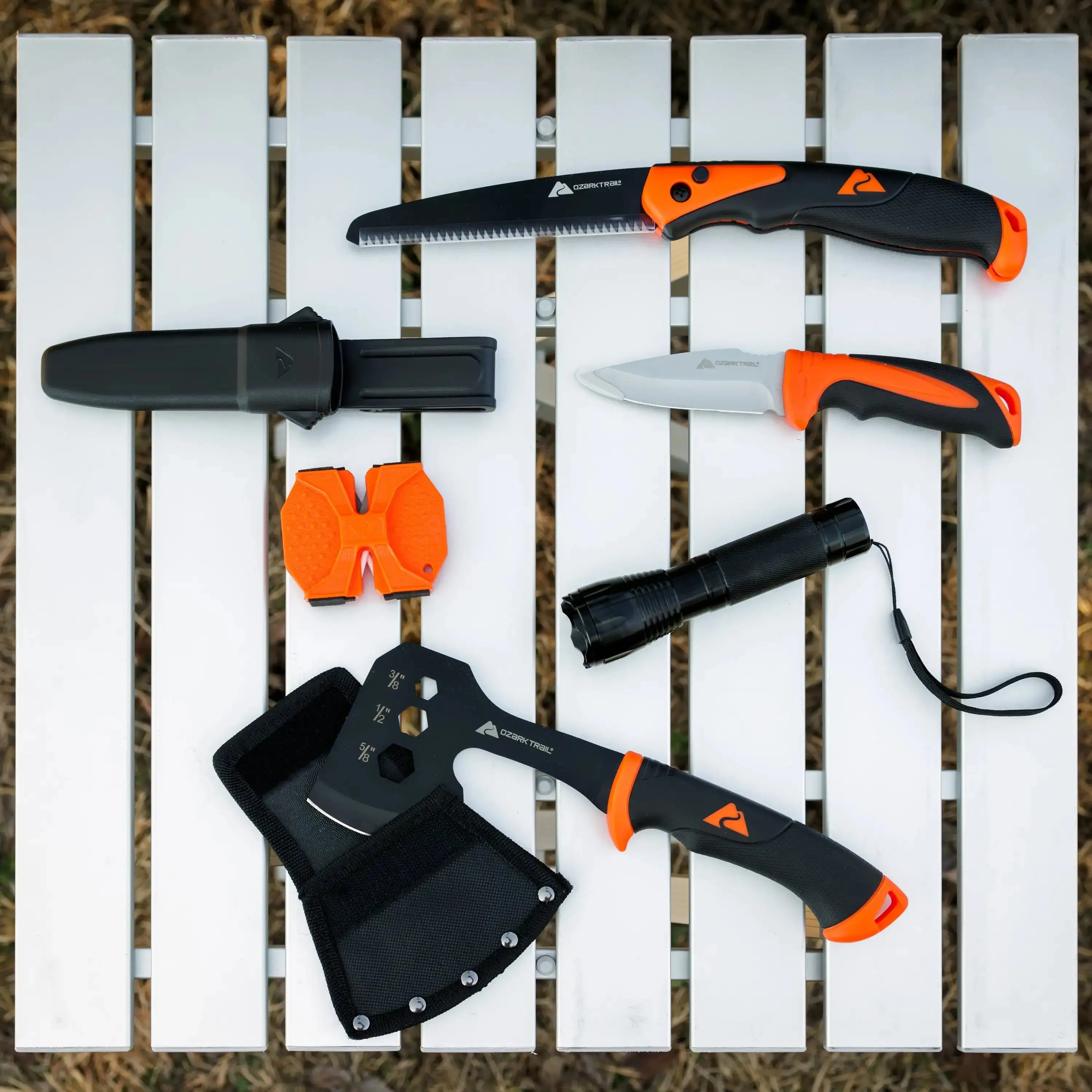 7 Piece Camping Tool Set with Axe Hammer and Knives