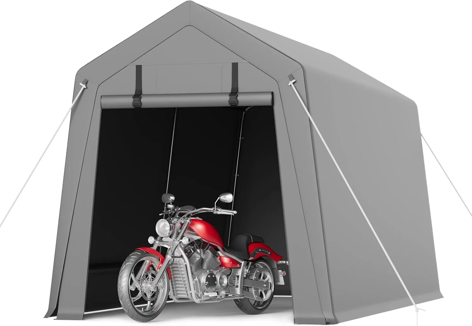 7 x 12 ft Carport Storage Shed, Shelter Logic with 2 Roll-up Zipper Door, Heavy Duty Waterproof Tarp, Storage Tent for Motorcycle, Bike, Garden Tools, Firewood