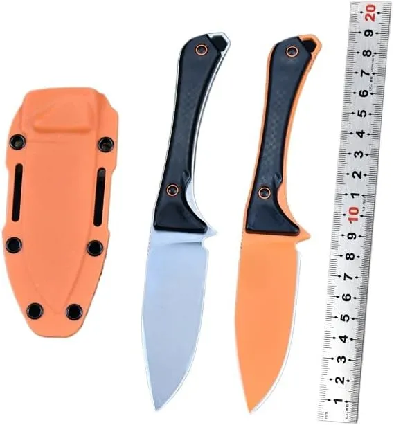 7.68 Inch Straight Knife with Sheath, Stylish Fixed Blade Knife - Made of 8cr13Mov Steel - Nylon Fiberglass Handle, Bushcraft and Camping Survival Knife (Black)