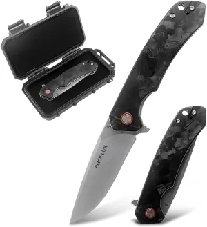 7.83" Pocket Folding Knife- D2 Blade and Carbon Fiber Handle (Graffiti Black) EDC Knife with Pocket Clip, Liner Lock and Waterproof Box, Good for Survival Camping, Outdoor, Hiking, Hunting