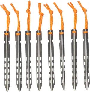 8 Pcs Titanium Tent Pegs, 16cm Ultralight Tent Nails Outdoor Camping Stakes Portable Camping Stakes V-Shaped Pegs with Pull Cords for Outdoor Ultralight