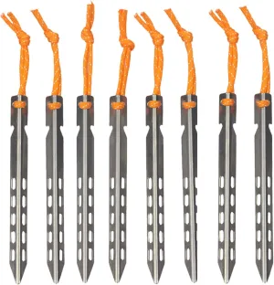 8 PCS Titanium Tent Pegs, 16cm Ultralight Tent Nails Outdoor Camping Stakes Portable Camping Stakes V-Shaped Pegs with Pull Cords for Outdoor with Pull Cords