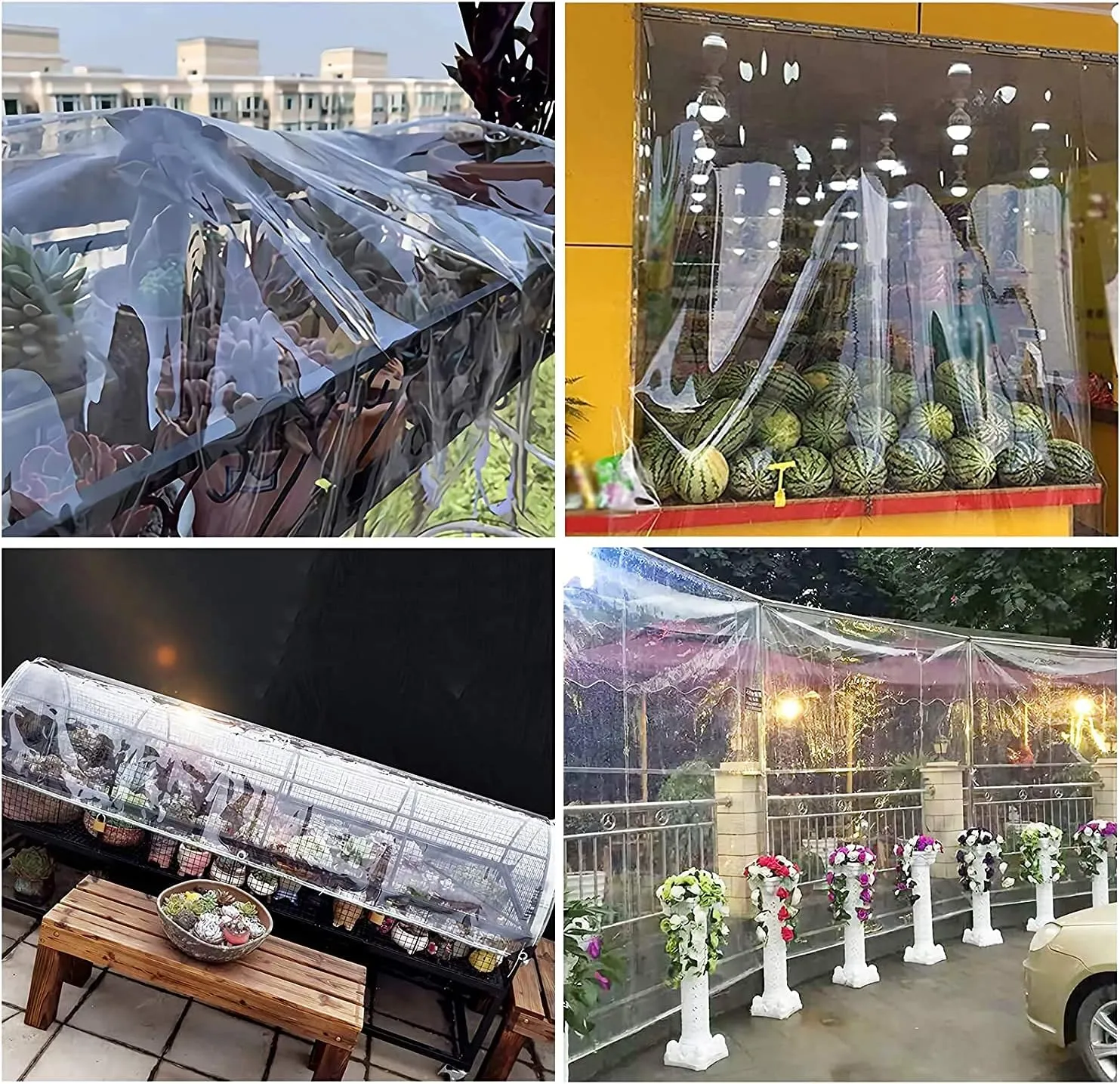 8' X 10' Outdoor Clear Tarp Curtain Waterproof Wind-Proof 0.35mm Transparent Vinyl Tarp for Patio Pergola Garden Canopy Rainproof Anti-Tear PVC Thick Cover with Grommets
