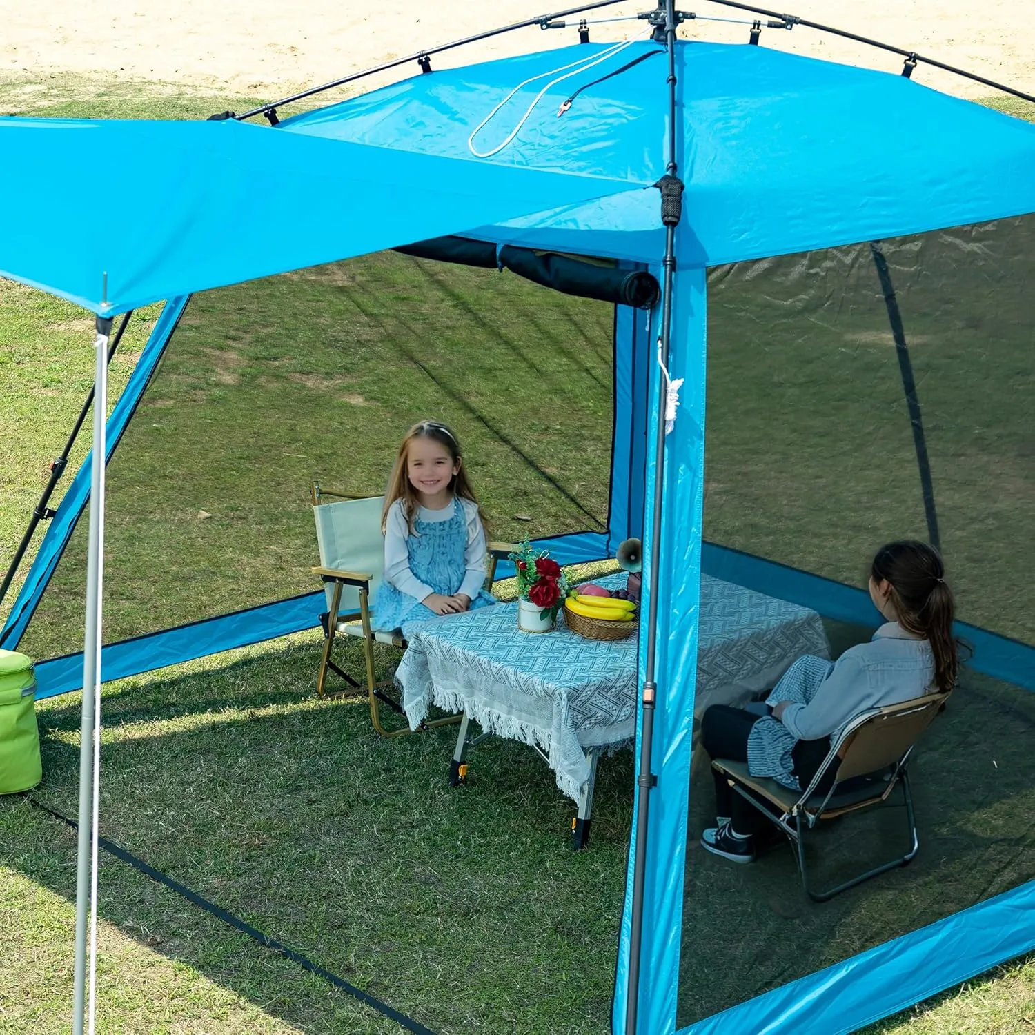 8.2'x8.2' Pop Up Canopy, 2025 Upgraded Outdoor Screen House Tent, Portable Folding Instant Camping Canopy, Easy Set-up Canopy -Blue