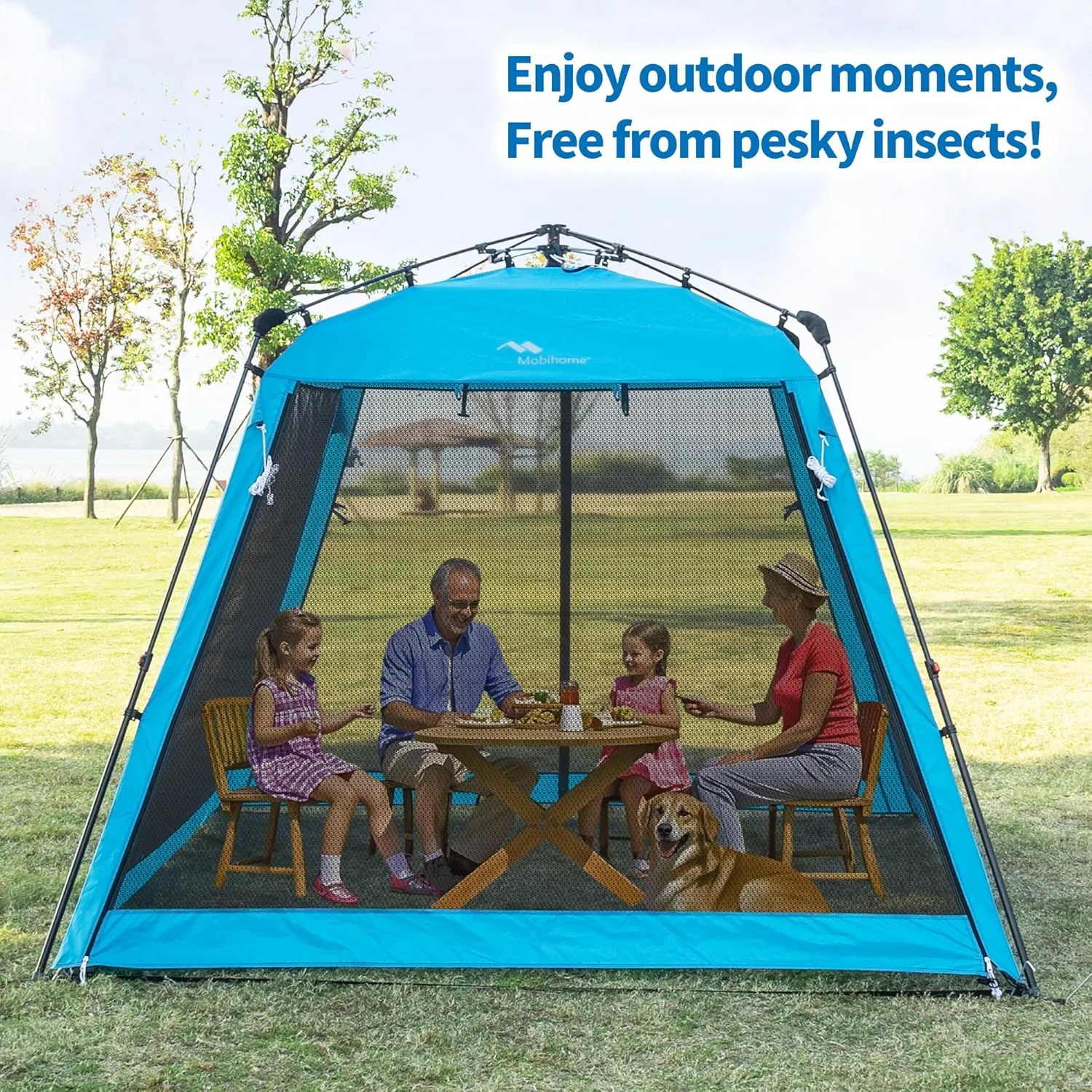 8.2'x8.2' Pop Up Canopy, 2025 Upgraded Outdoor Screen House Tent, Portable Folding Instant Camping Canopy, Easy Set-up Canopy -Blue