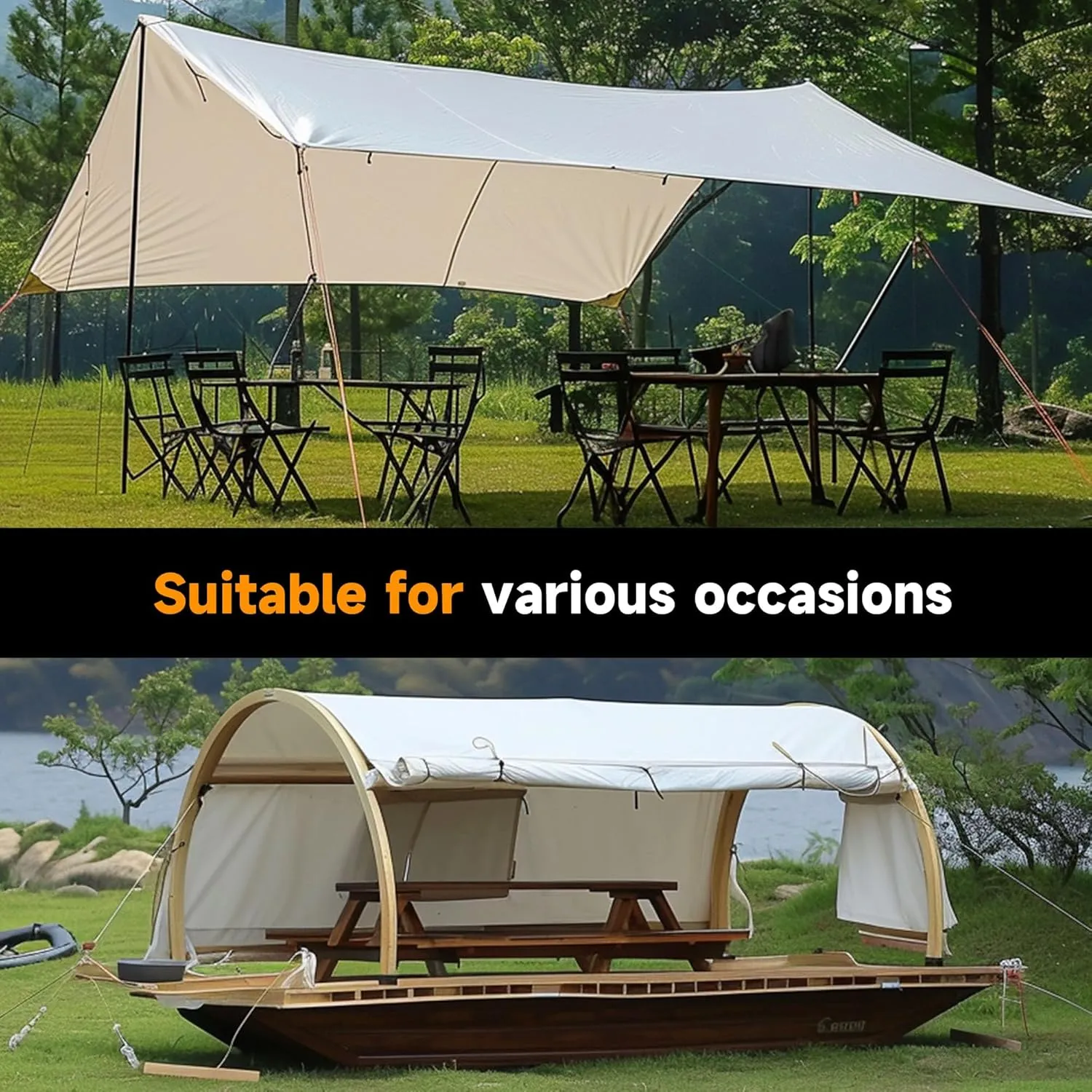 8'x10'x2 White Heavy Duty Waterproof Full Size Tarp, Durable Poly Tarpaulin with Grommets&Reinforced Edges, UV Resistant Tarp Cover for Vehicle/Pool Cover/Boat/Tent/Construction site