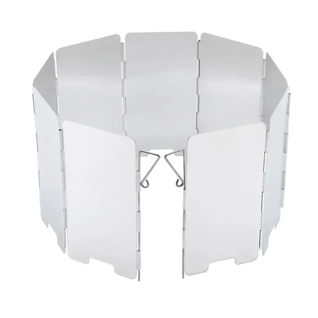 9 Plates Foldable Gas Stove Windshield - Outdoor Camping Windproof Screen for Cooking Burner