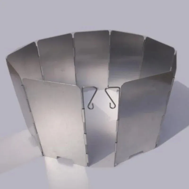 9 Plates Foldable Gas Stove Windshield - Outdoor Camping Windproof Screen for Cooking Burner
