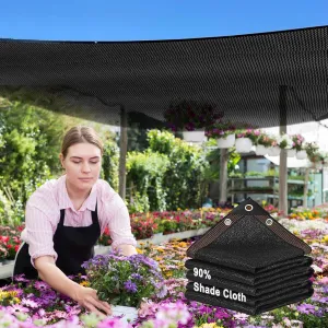 90% Shade Cloth,6x10ft Tear Resistant Sun Shade Net with Reinforced Grommet,Durable Garden Shade Tarp Cover for Greenhouse,Plant Cover, Chicken Coop,Patio and Pergola,Black