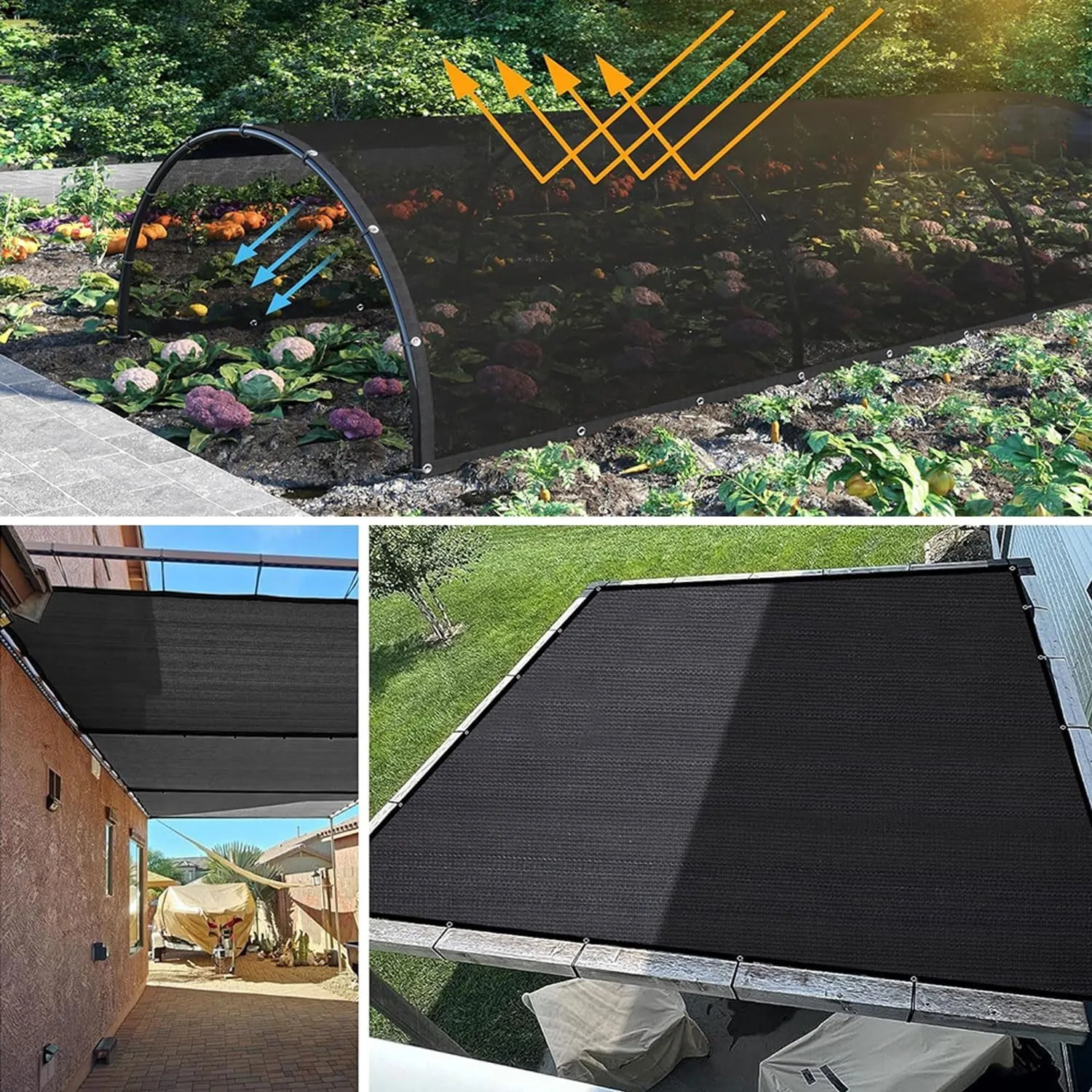 90% Sun Shade Cloth Greenhouse Shade Cover with Grommets,Balcony Covers,Mesh Tarp for Pergola,Patio Plants,Chicken Coop,Outdoor,Backyard(5x5m(16x16ft))