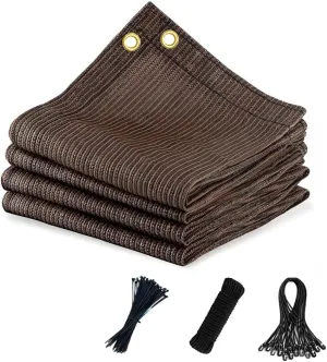 90% Sun Shade Cloth with Grommets, 10X20 Ft Pergola Shade Cover Canopy, Breathable Sunshade for Patio, Outdoor Mesh Tarp Sun Screens for Garden, Backyard, Carport, Beach, Mocha