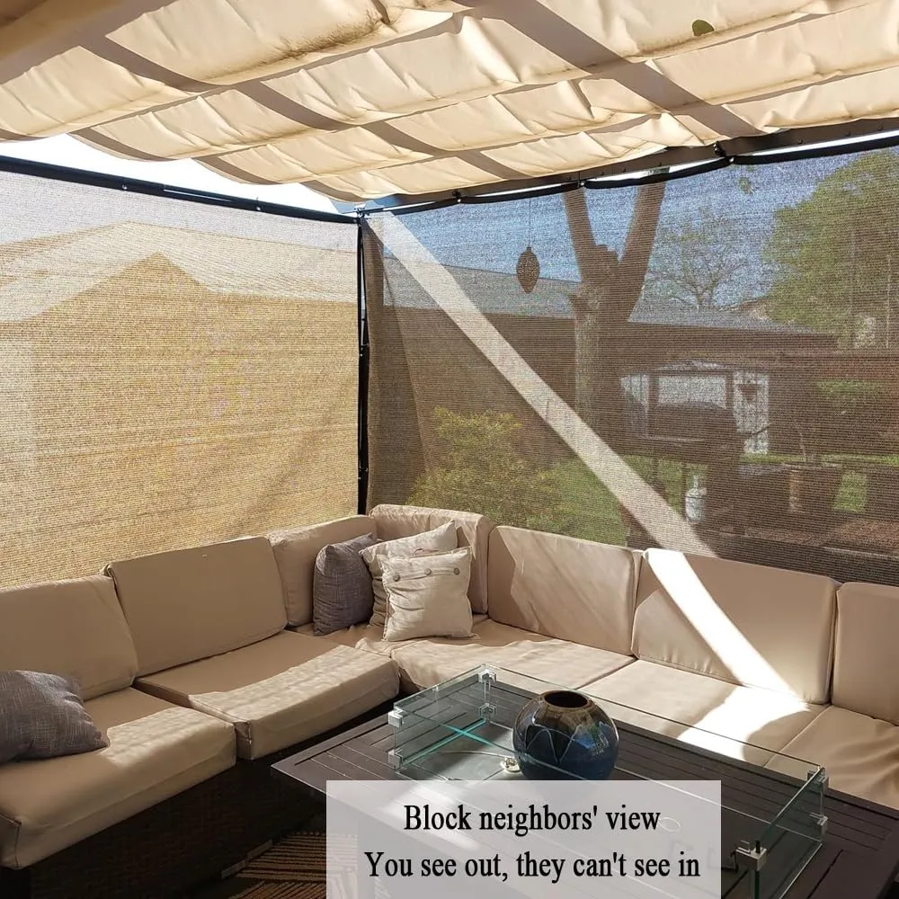 90% Sun Shade Cloth with Grommets, 10X20 Ft Pergola Shade Cover Canopy, Breathable Sunshade for Patio, Outdoor Mesh Tarp Sun Screens for Garden, Backyard, Carport, Beach, Mocha