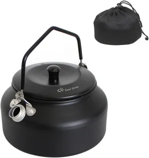 900ml Camping Kettle Aluminum Alloy Coffee & Tea Pot Outdoor Camping Portable Boiling Water Jug Lightweight Picnic Traveling Teakettle with Folding Handle & Storage Bag (Black)
