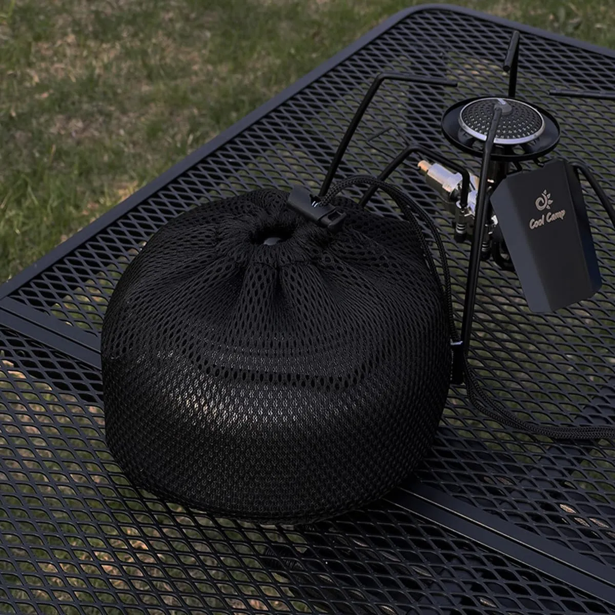900ml Camping Kettle Aluminum Alloy Coffee & Tea Pot Outdoor Camping Portable Boiling Water Jug Lightweight Picnic Traveling Teakettle with Folding Handle & Storage Bag (Black)