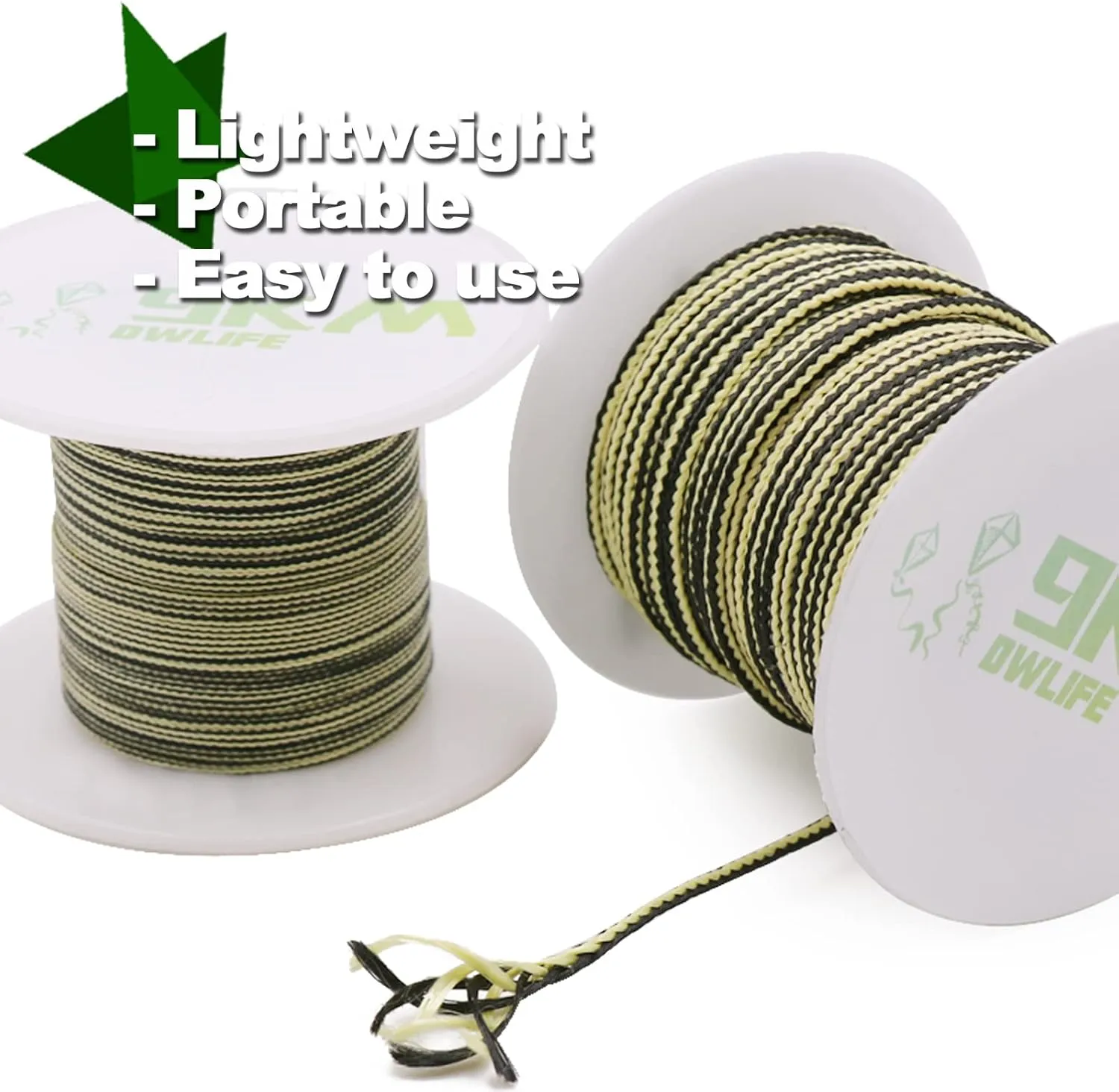 9KM DWLIFE Kevlar Line, High Strength, Abrasion Resistance, Flame Retardant, Fishing Assist Cord, Kite String, Model Rocket Shock, Hammock Tarp Ridgeline, Tactical Survival