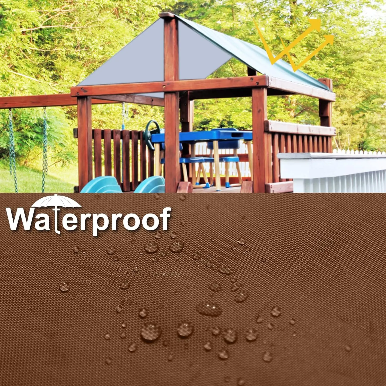 ABCCANOPY 43"X90" Swing Set Replacement Tarp for Playgrounds, Shade Screens (Brown/White)