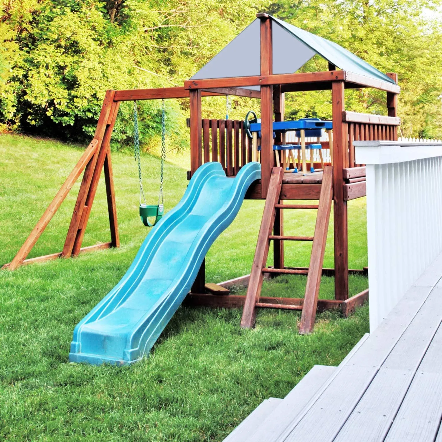 ABCCANOPY 43"X90" Swing Set Replacement Tarp for Playgrounds, Shade Screens (Brown/White)