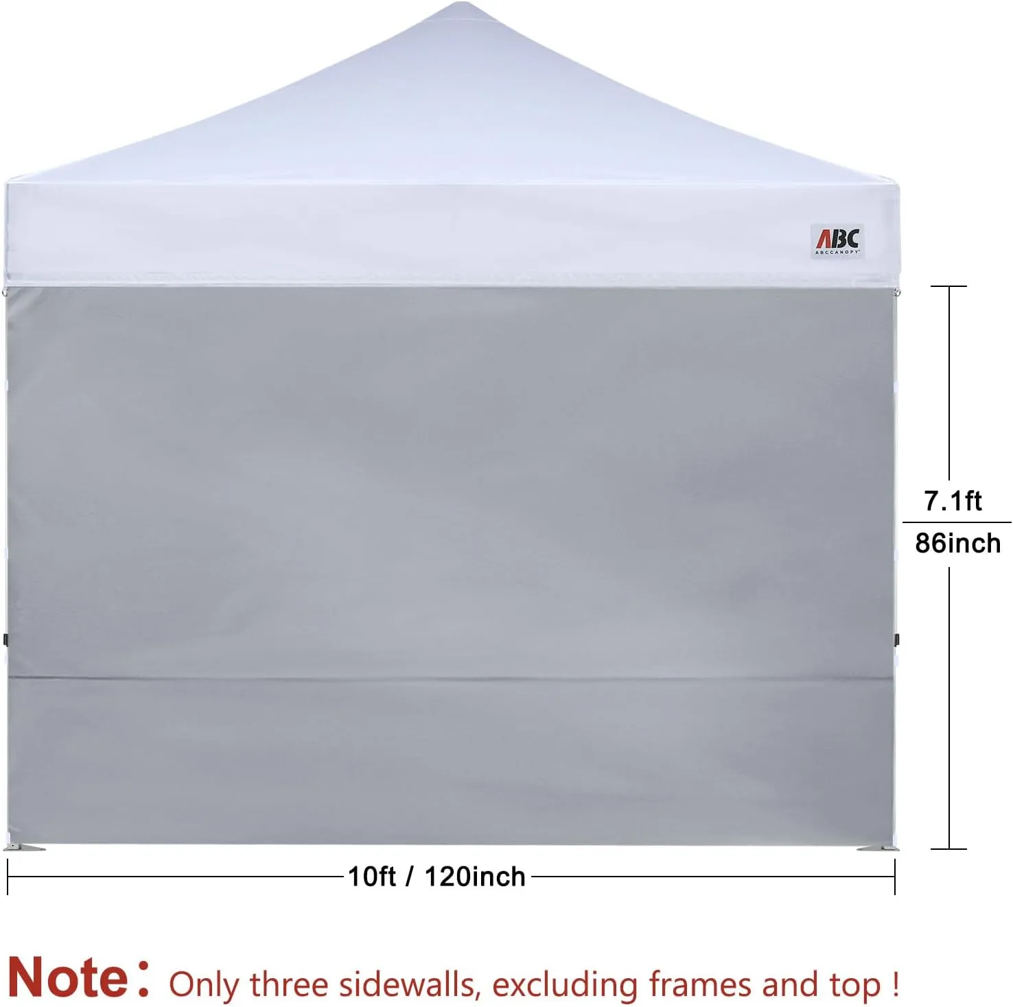 ABCCANOPY Instant Canopy SunWall 10x10 FT, 3 Pack Sidewall Only, Gray