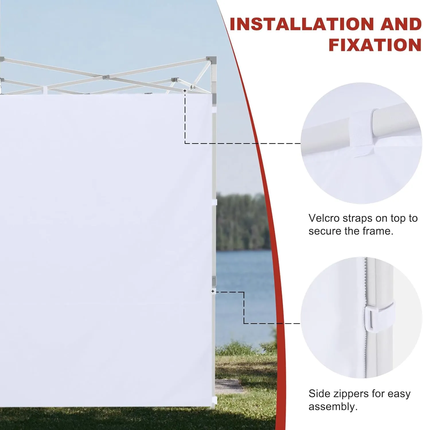 ABCCANOPY Instant Canopy SunWall 10x20 FT, 1 Pack Sidewall Only, No Frame or Top, White