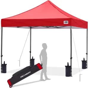 ABCCANOPY Patio Pop Up Canopy Tent 10x10 Commercial-Series (Red)