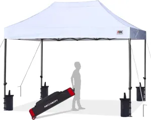 ABCCANOPY Patio Pop Up Canopy Tent 10x15 Commercial-Series (White)