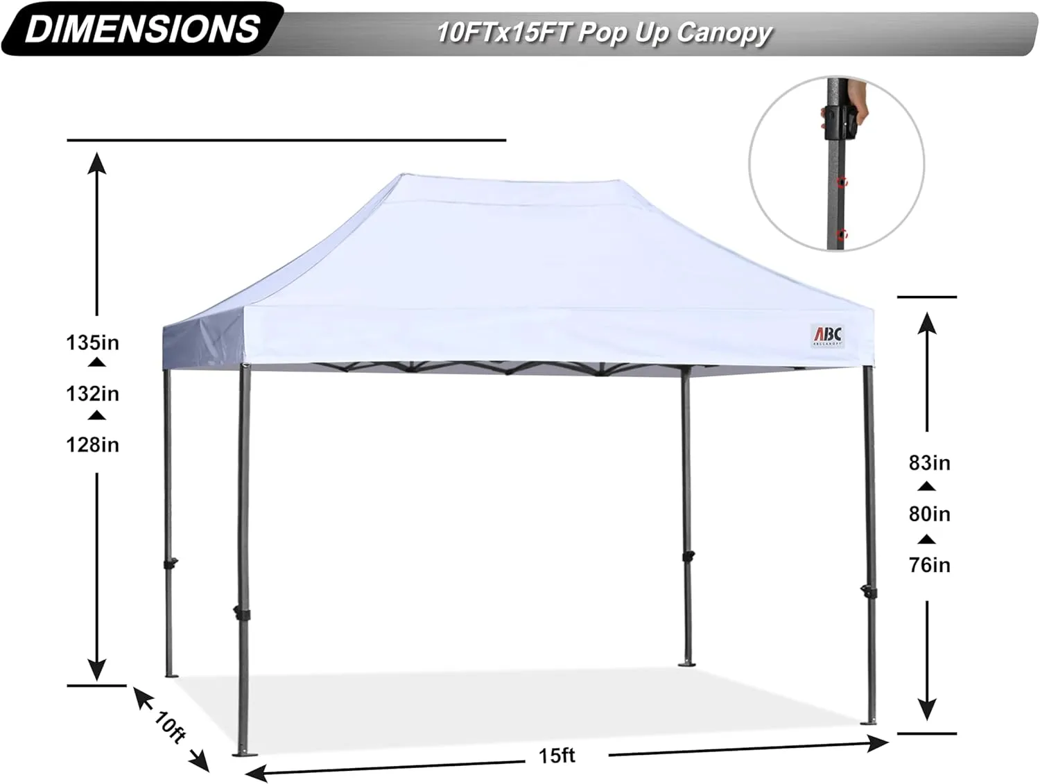ABCCANOPY Patio Pop Up Canopy Tent 10x15 Commercial-Series (White)