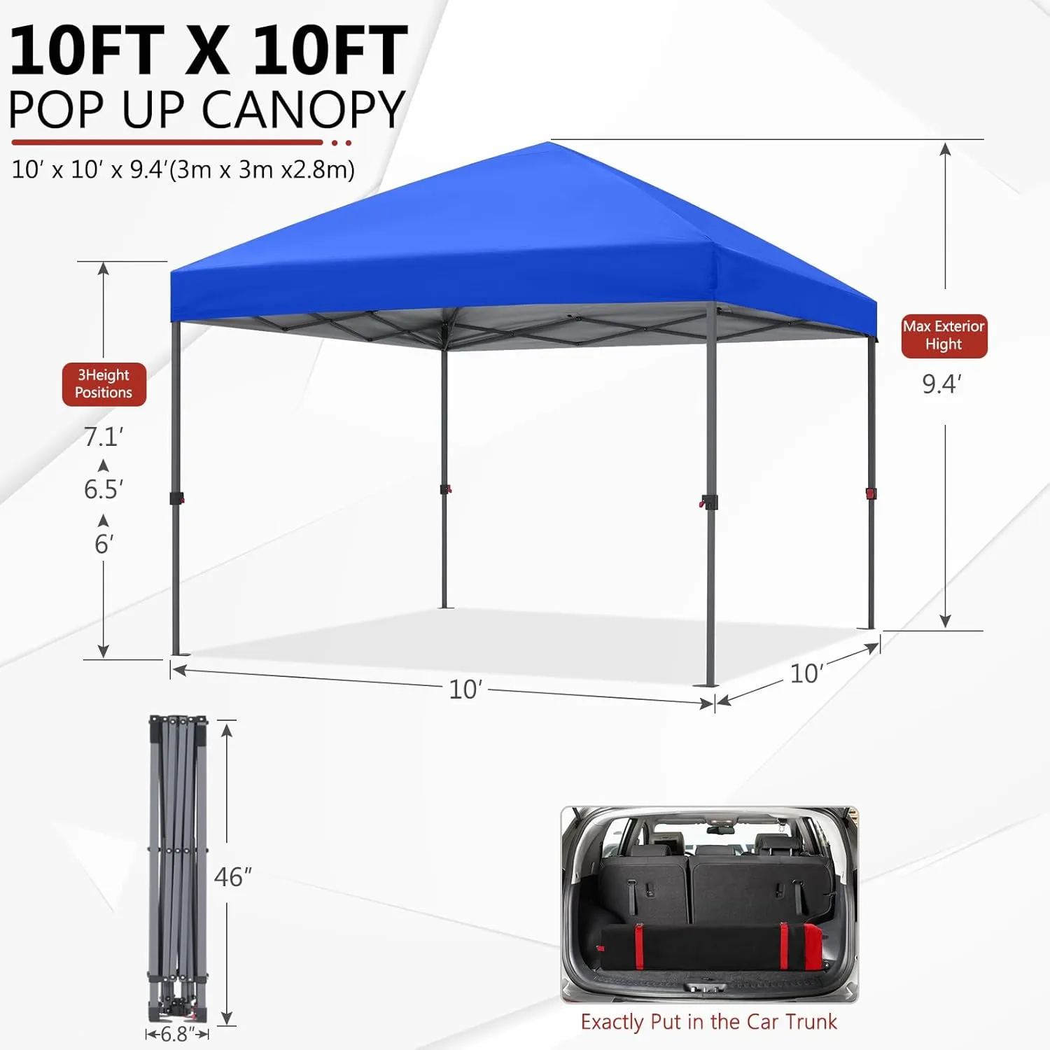 ABCCANOPY Pop Up Canopy - Outdoor Patio Portable Canopy Tent Heavy Duty for Backyard and Deck with 4 Sandbags(Royal Blue, 10x10)