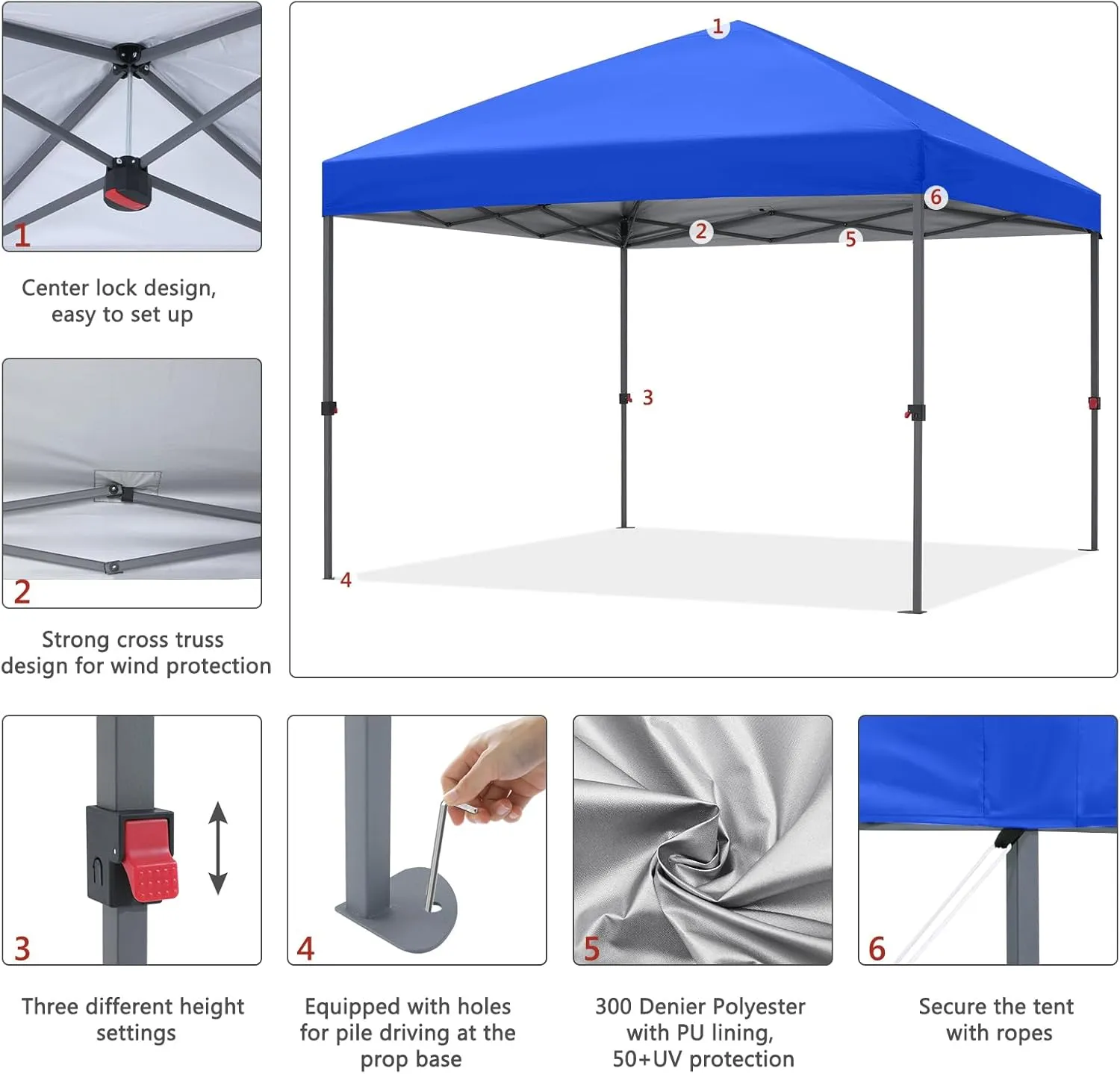 ABCCANOPY Pop Up Canopy - Outdoor Patio Portable Canopy Tent Heavy Duty for Backyard and Deck with 4 Sandbags(Royal Blue, 10x10)