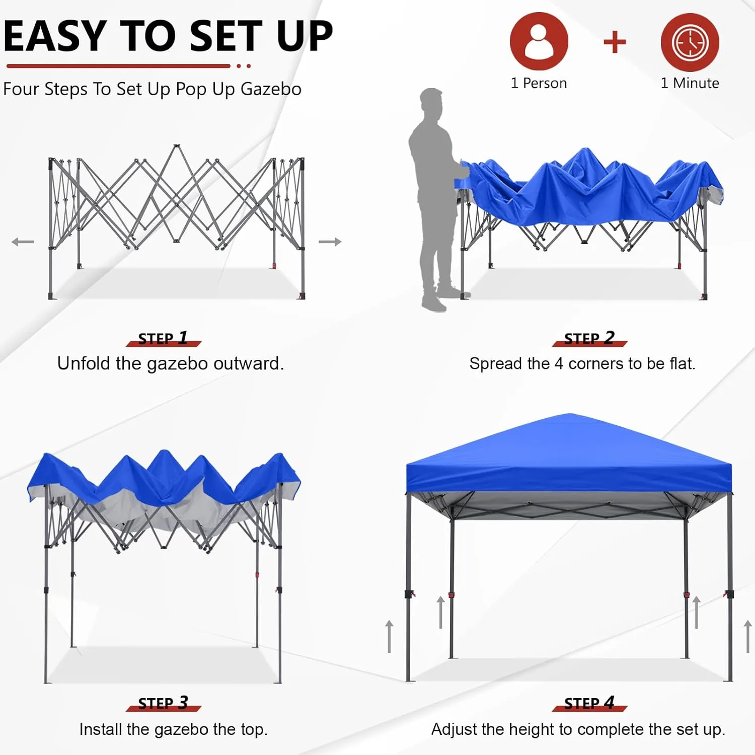 ABCCANOPY Pop Up Canopy - Outdoor Patio Portable Canopy Tent Heavy Duty for Backyard and Deck with 4 Sandbags(Royal Blue, 10x10)