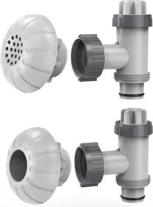Above Ground Pool Parts, Replacement Pool Pump Part for Intex/Bestway/Coleman with Plunger Valve, 1.5" Outlet Strainer & Inlet Nozzle, Pool Hose Adapter for Intex Sand Pump (Grey)