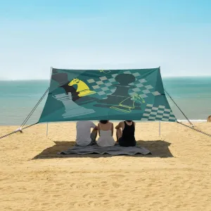 Abstract Chess Pieces Beach Camping Tent Sun Shelter for Whole Family, Beach Shade Canopy with UPF50  UV Protection,Easy Set Up and Carry,Outdoor Shade for Trips, Fishing, Backyard Fun Picnics