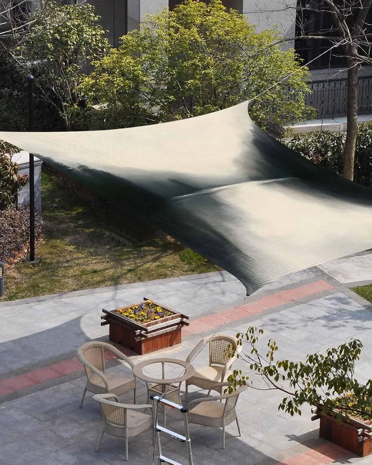Abstract Sun Shade Sail 6’x 10’, Lake Mountain Scenery Fog Forest Modern Nature Rectangular Sunshade Sail UV Protection, Outdoor Waterproof Sun Shade Canopy for Patio Deck Pool Park