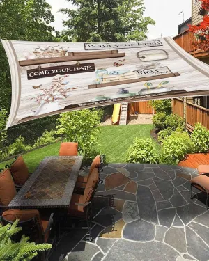 Abstract Sun Shade Sail 6’x 10’, Retro Country Butterfly Cotton Bottle Decoration Rectangular Sunshade Sail UV Protection, Outdoor Waterproof Sun Shade Canopy for Patio Deck Pool Park